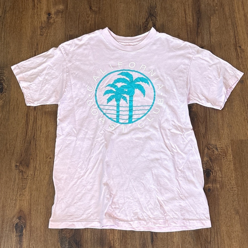 Vintage California Coastal Club Single Stitch Medium T-Shirt Pink Palm Hanes